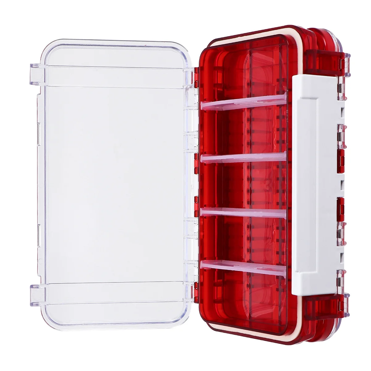 طبقة مزدوجة مقاوم للماء صندوق معالجة الصيد الأحمر مقبض محمول تخزين قابل للتعديل في الهواء الطلق الصيد إغراء صندوق هوك الطعم تأثير