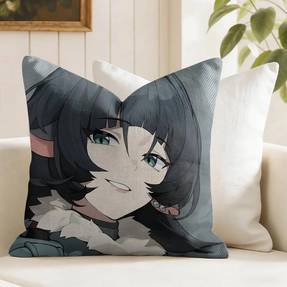 Zenless Zone Zero Jane Doe Cushion Cover Eco Linen Pillow Case Double-Sided Print Breathable Durable Zipper Home Decor Gift