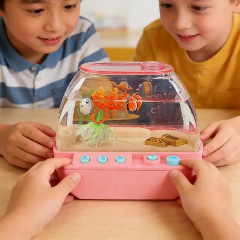 Y88D Luce notturna per acquario virtuale per bambini LED Decorazioni per acquari Lampada leggera per cartoni animati con gioco