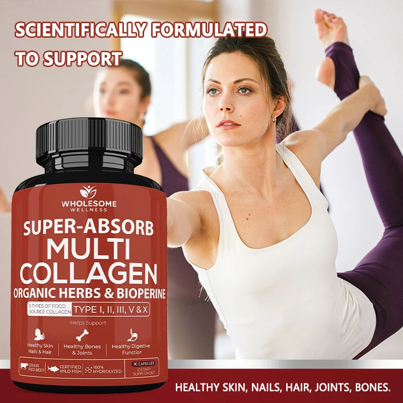 Ultra-absorbent Multi-collagen Supplement - Supports Healthy Skin, Nails, Hair, Joints, Bones, Aids Digestion and Gut Health