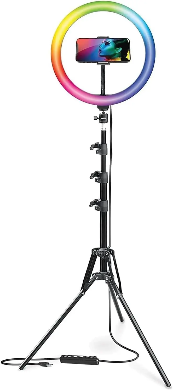 

12-inch RGB LED Selfie Ring Light Studio Kit - Adjustable Brightness, 9 RGB and 3 White Light Modes, 7 Special Effects,