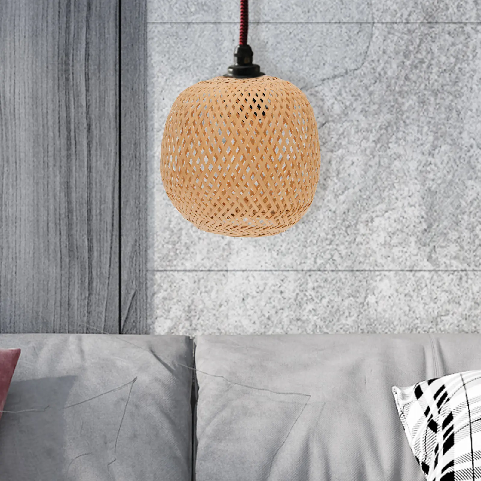 

1Pcs Decorative Lampshade Handmade Bamboo Weaving Ceiling Light Cover for Dining Room Living Room Chandelier Shade