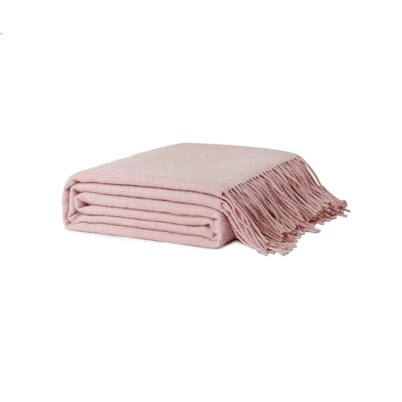 

Wholesale super Sofa Textured Throw Cover Blankets Soft Bed End Light Luxury Pink Wool Throw Blanket