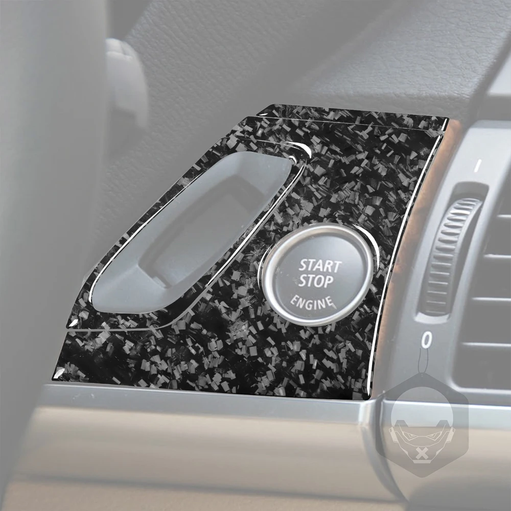 For BMW X5 E70 2007-2009 Forged Carbon Fiber Door Start Stop Switch Panel Decoration Strip Car Interior Accessoriers Sticker view 2