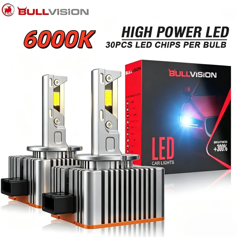 Bullvision 2Pcs D1S D3S D2S D4S D5S D8S LED Headlights CANBUS Car Headlights D2R D3R D4R Led CSP Chip 6000K 12V 24V Plug&Play