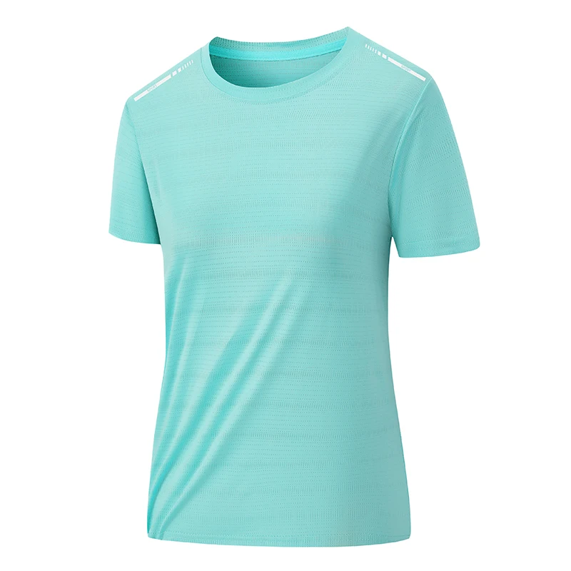 CHRLCK US/EU Size Women Mesh Short Sleeves Street Jogging Fitness Solid Color Breathable T-shirt Women Reflective Strip T-shirt image 2