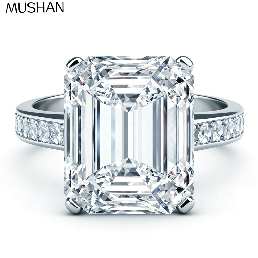 

MUSHAN Luxury Jewelry925 Sterling Silver Ring VVS Moissanite Present Ring for Her 18K Gold Plated MST Patent Fine Jewellery