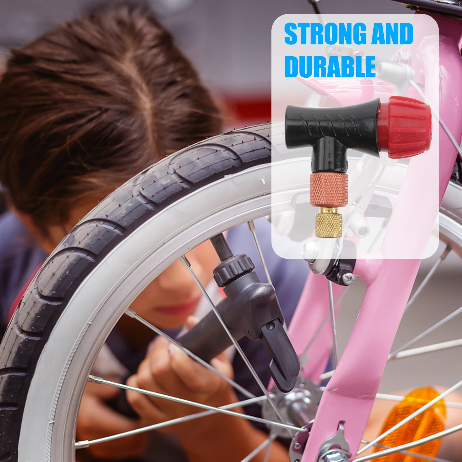 

Inflator Head High Quality Aluminum Alloy Bike Pump Adapter Co2 Gas Cylinder Portable Mountain Bike Inflating Accessory Rotary