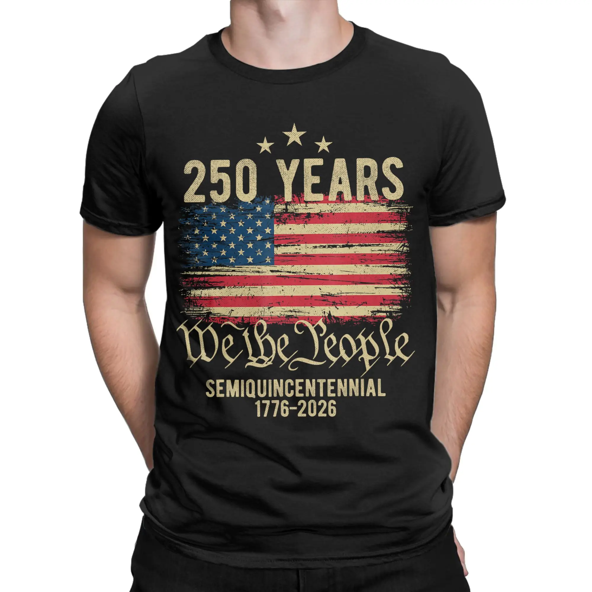 Years American Flag Th Anniversary USA T-Shirt Beach  100 Cotton T-Shirts For Men Harajuku Design Tshirt Short Sleeve Clothes