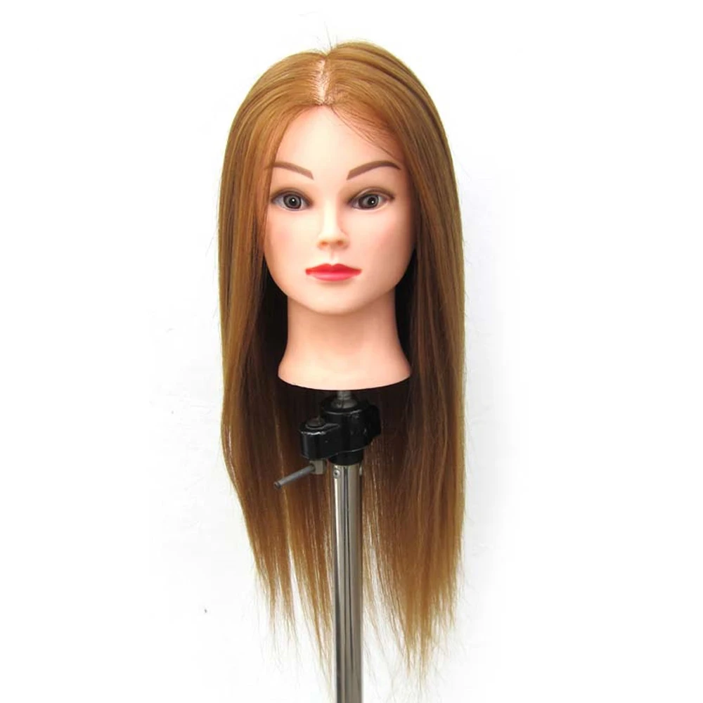

60cm Female Mannequin Head Doll for Hairdresser Training Long Hair Synthetic Styling Head for Braiding And Hairstyling Practice