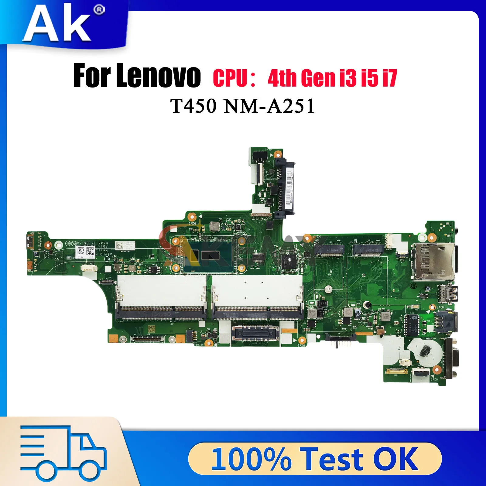 

NM-A251 для Lenovo ThinkPad T450 с i3 i5 i7 5-го поколения, материнская плата для ноутбука, 100% протестировано, ОК