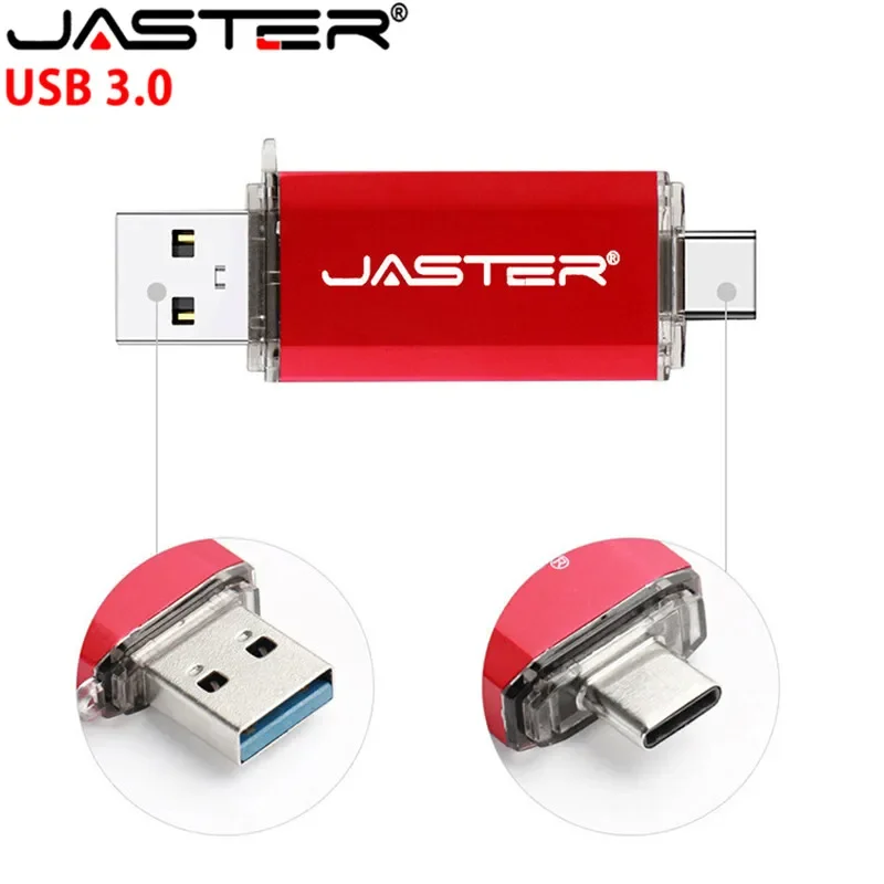 JASTER USB 3.0 OTG & type-c usb flash drives 16GB 32GB 64GB 128GB 256GB pendrives dual pen drive for  android system