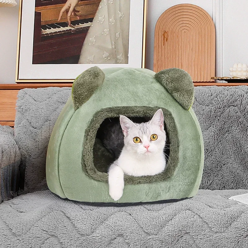 Winter Pet Washable Cat Dog Bed for Small Dogs Cartoon Cuddle Warming Kennel Pet Funny House