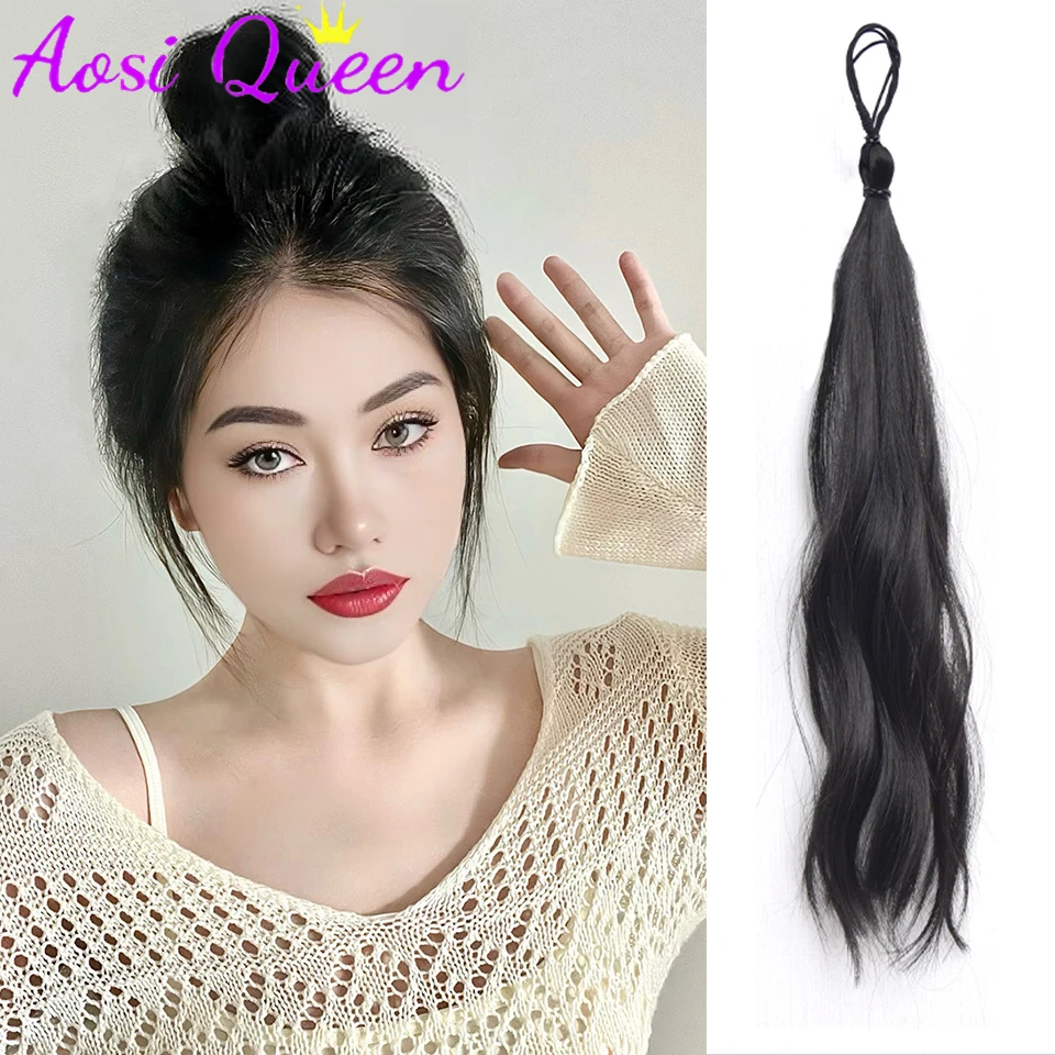 

AOSI Synthetic Self-winding Ball Head Curling Hair Band Wig To Increase Hair Volume Bud Hair Bun Hair Bag Artifact