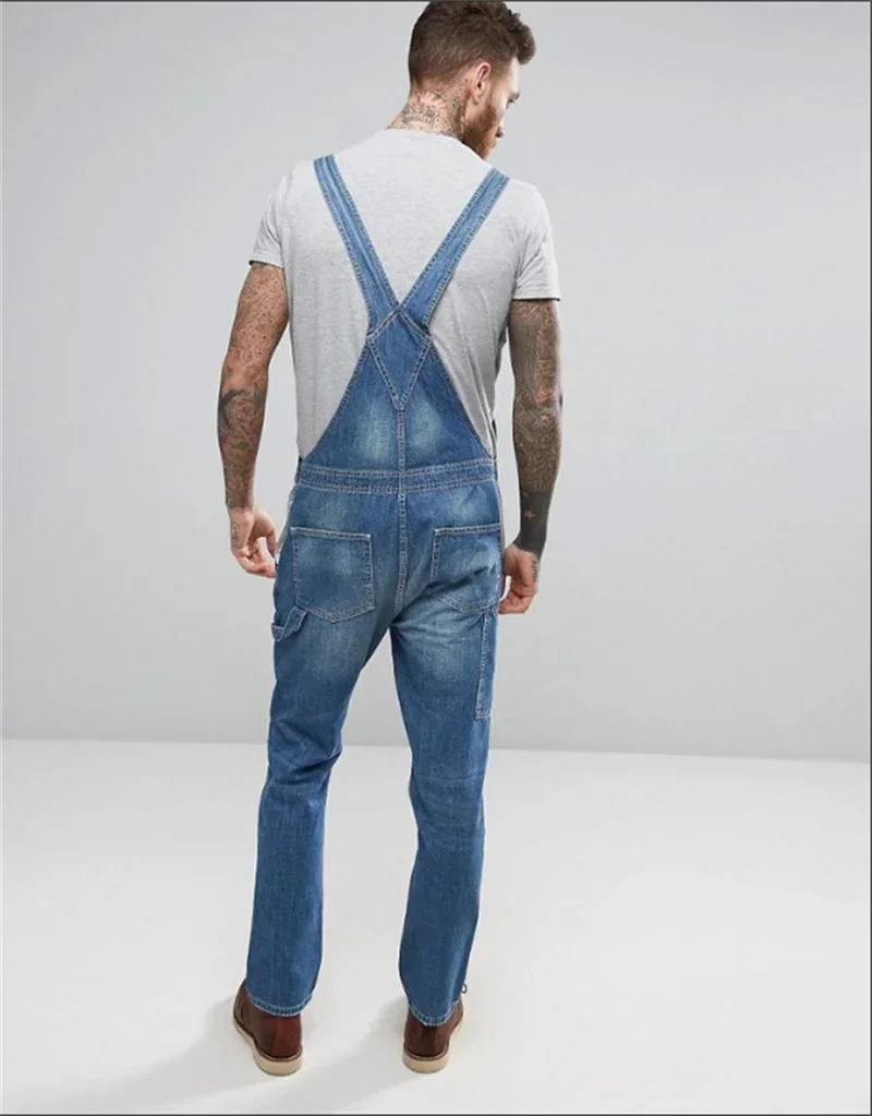 2024 Europe America Style Newest Overalls Jumpsuits Denim Pants Mens Dungarees Bib Pockets Rompers Baggy Trousers Fashion