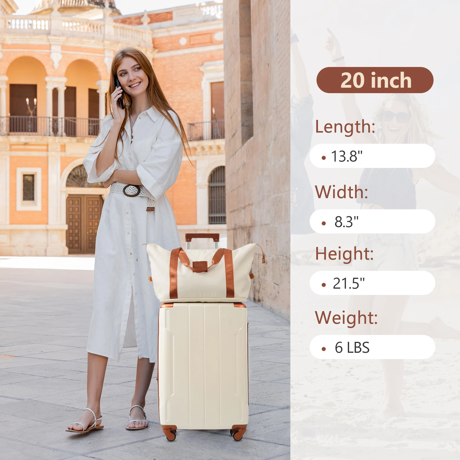 Hardshell Luggage Sets 3 Piece Carry-on Suitcases with Wheels, TSA Lock for Men Women-White  suitcases  suitcase set