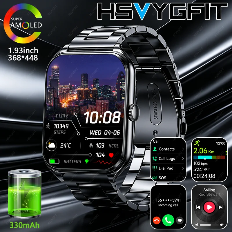 2026 New Smart Watch 1.93Ultra-thin AMOLED HD Screen Sport Fitness Bracelet health monitoring Bluetooth Call Luxury Smartwatch