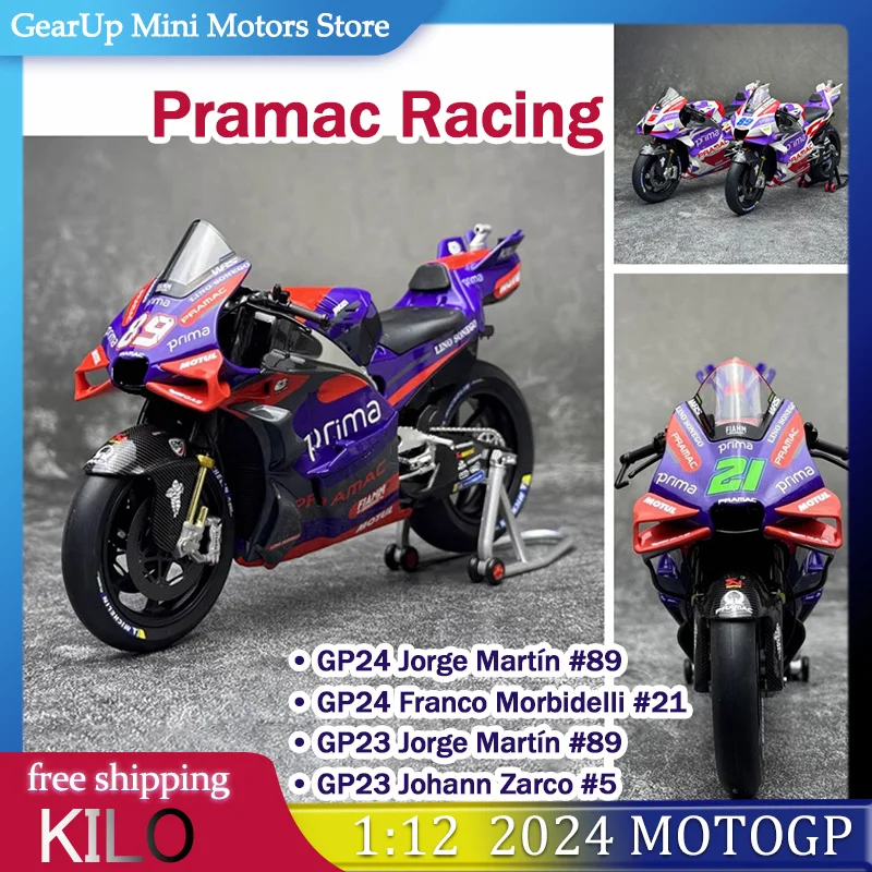 

KILO 1:12 2024 MotoGP Pramac Racing GP24 Jorge Martin #89 Morbidelli #21 GP23 Zarco #5 Alloy Motorcycle Model Collection Fans
