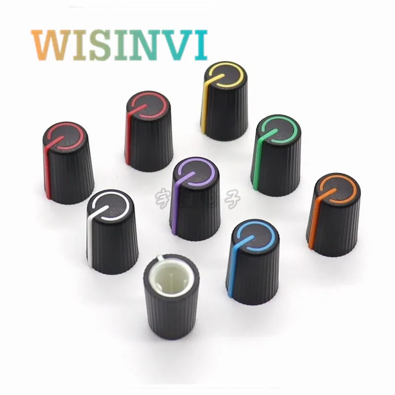 10PCS 11.5*17MM Plastic Double Color Knob Cap Potentiometer switch Sound card volume Mixer knob cap Knob D-Shaped Inner Hole 6mm