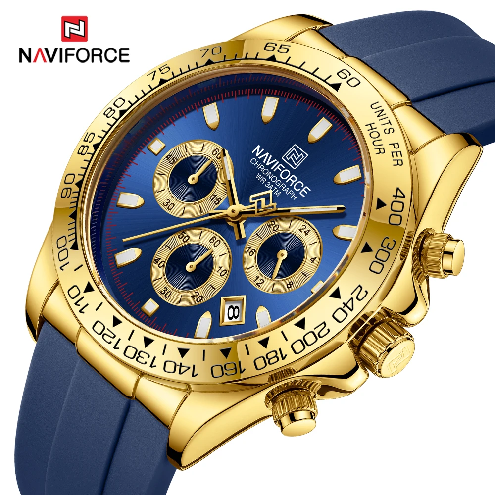 NAVIFORCE Luminous Auto Date Male Clock Sport Quartz Men Watch Fashion Chronograph Luxury Brand Men Wristwatch Silicone Strap