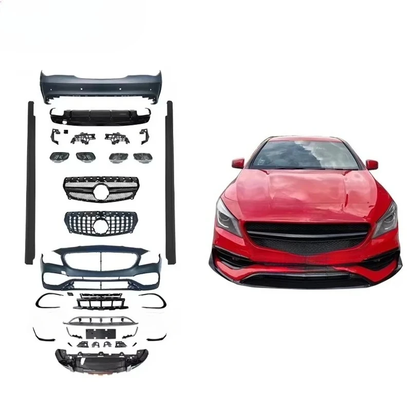 

Car Bumper CLA Class W117 Upgrade CLA45 Body Kit Front Bumper Rear Bumper Side Skirt 2013-2018