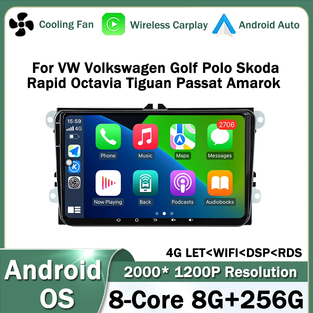 Android OS for VW Volkswagen Golf Polo Skoda Rapid Octavia Tiguan Passat Amarok Car Multimedia Video Stereo Player GPS Carplay