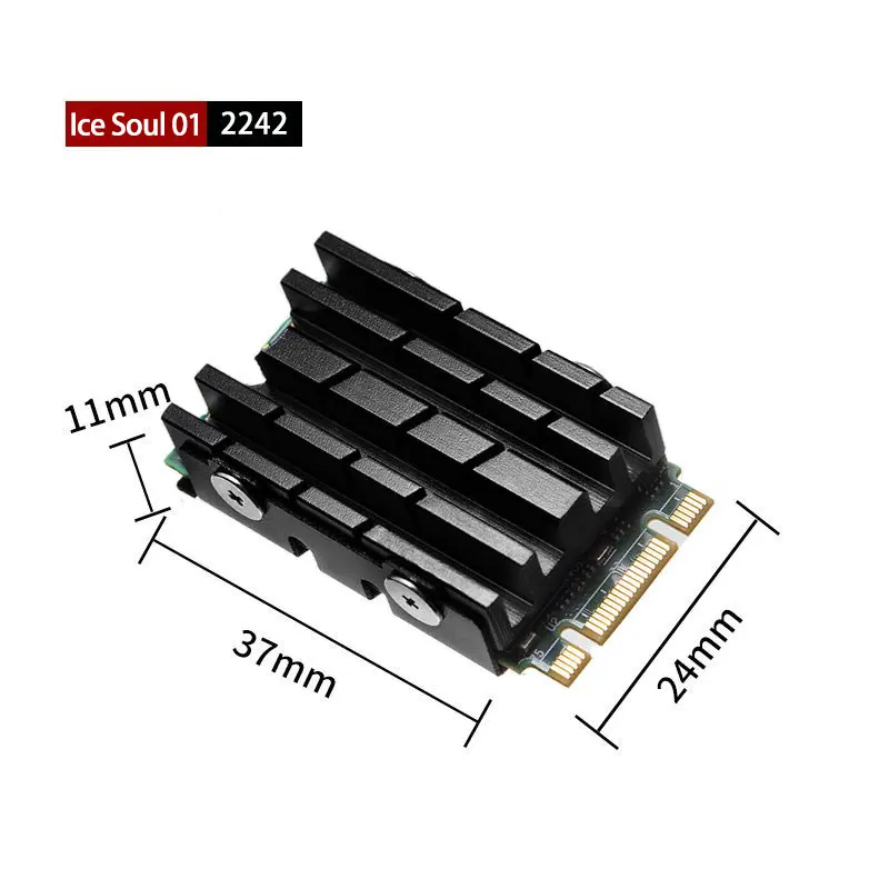 FinalCool IceSoul 01 M.2 2242-2230 SSD-koellichaam, dubbelzijdig koellichaam, met thermische siliconen pad voor PC / PS5 M.2 NVMe SSD