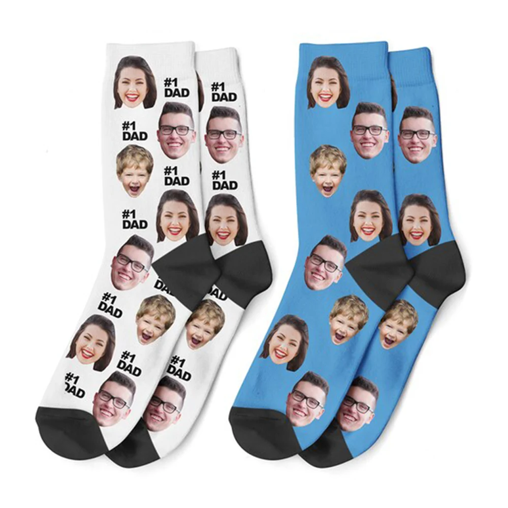 Impressão 3D Custom Face Socks, além de fotos, Personality Long Socks, melhor presente para família e amigos, tendência da moda