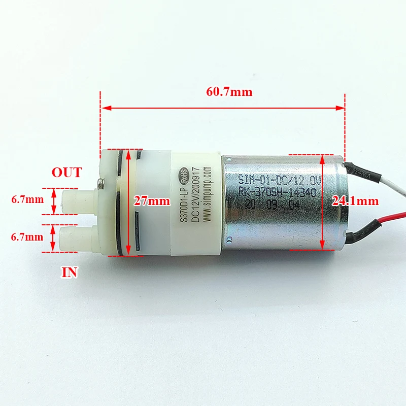 S370D1-LP DC 6V-12V Mini 370 Motor Diaphragm Water Pump Micro Self-priming Suction Water Pump DIY Dispenser Tea Table Garden