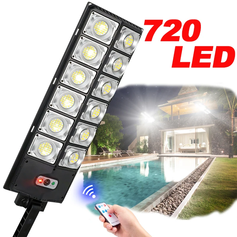 720 LED Super Bright Outdoor Solar Lamp Waterproof Ultra Wide Lighting Street Light Human Induction Motion Sensor Yard Wall Lamp