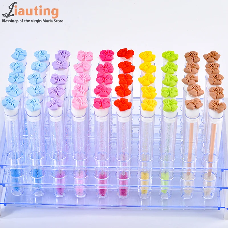 Tubes de brosse à cils colorés avec nœud papillon, baguettes de Mascara en cristal, peigne à sourcils, bobines applicateurs, outils de maquillage, 1 pièces