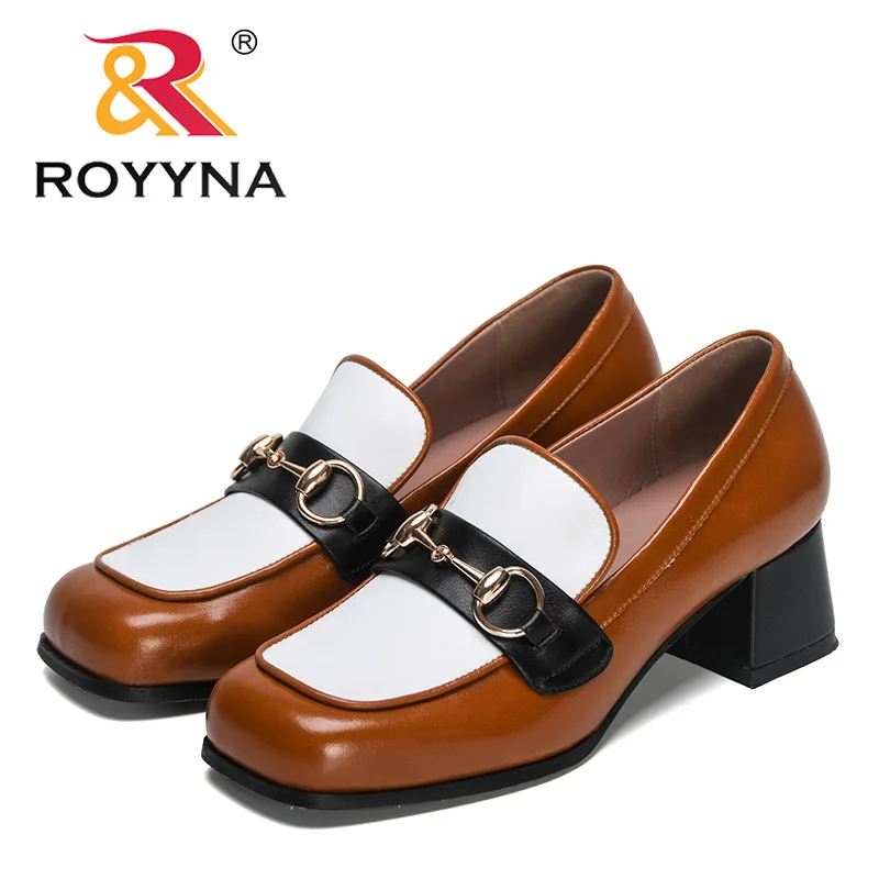 ROYYNA 2023 New Designers Chunky Loafers Women Spring Super High Heel Shoes Pumps Ladies Thick Heel Office Shoes Feminimo Comfy