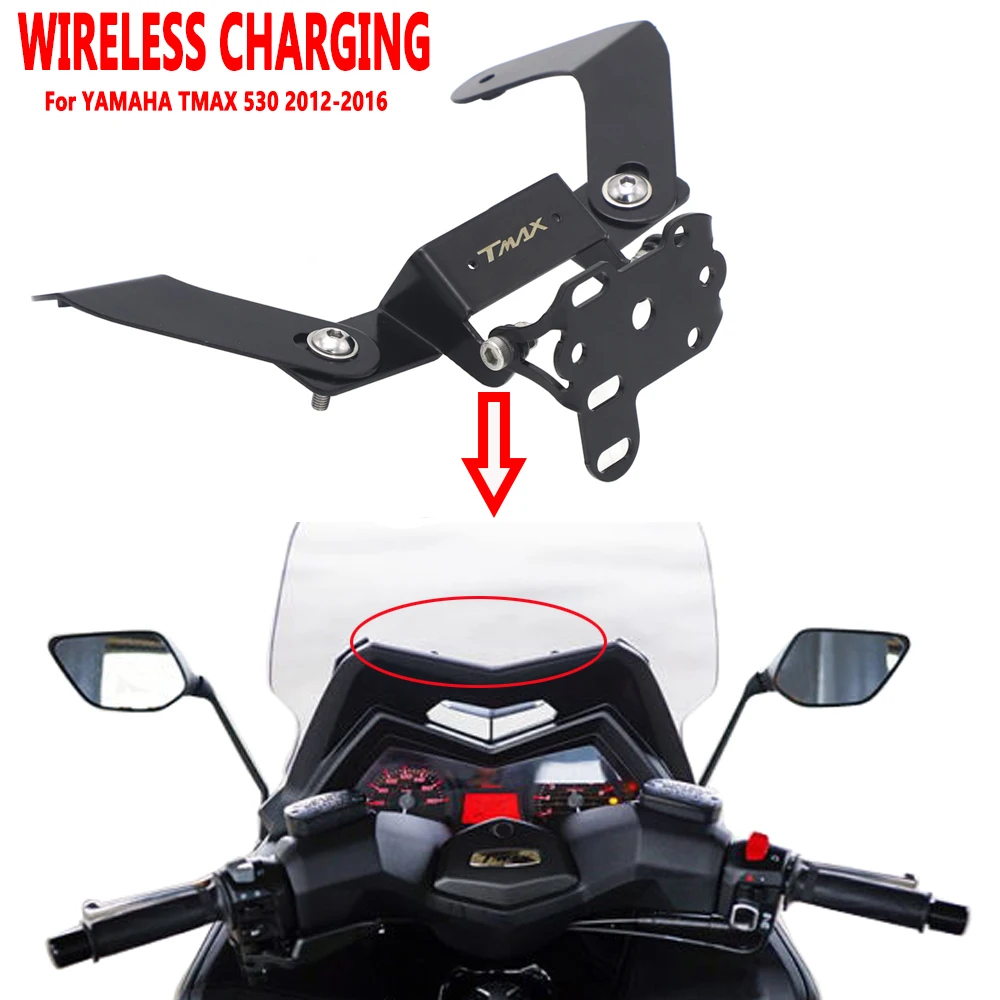 

For YAMAHA TMAX 530 T-MAX 530 2012-2016 Motorcycle Phone Stand Holder Smartphone Wireless Charging GPS Navigaton Plate Bracket