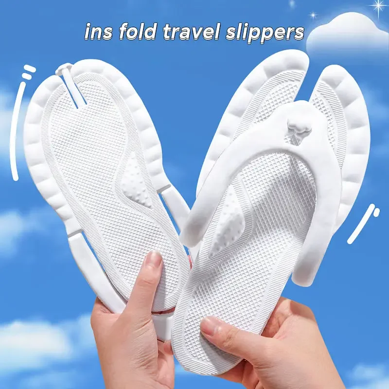 Kompakte Reise-Hausschuhe für Damen und Herren, faltbar, leicht, für den Innenbereich, Strand, Outdoor, Flip-Flops, rutschfest, schnell trocknend, Hotel-Pool