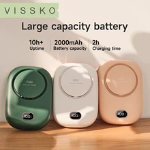 Vissko Portable Hanging Neck Fan Mini Fans with Adjustable Lanyard Bladeless USB Rechargeable Sports Cooling Fan for Kids Travel