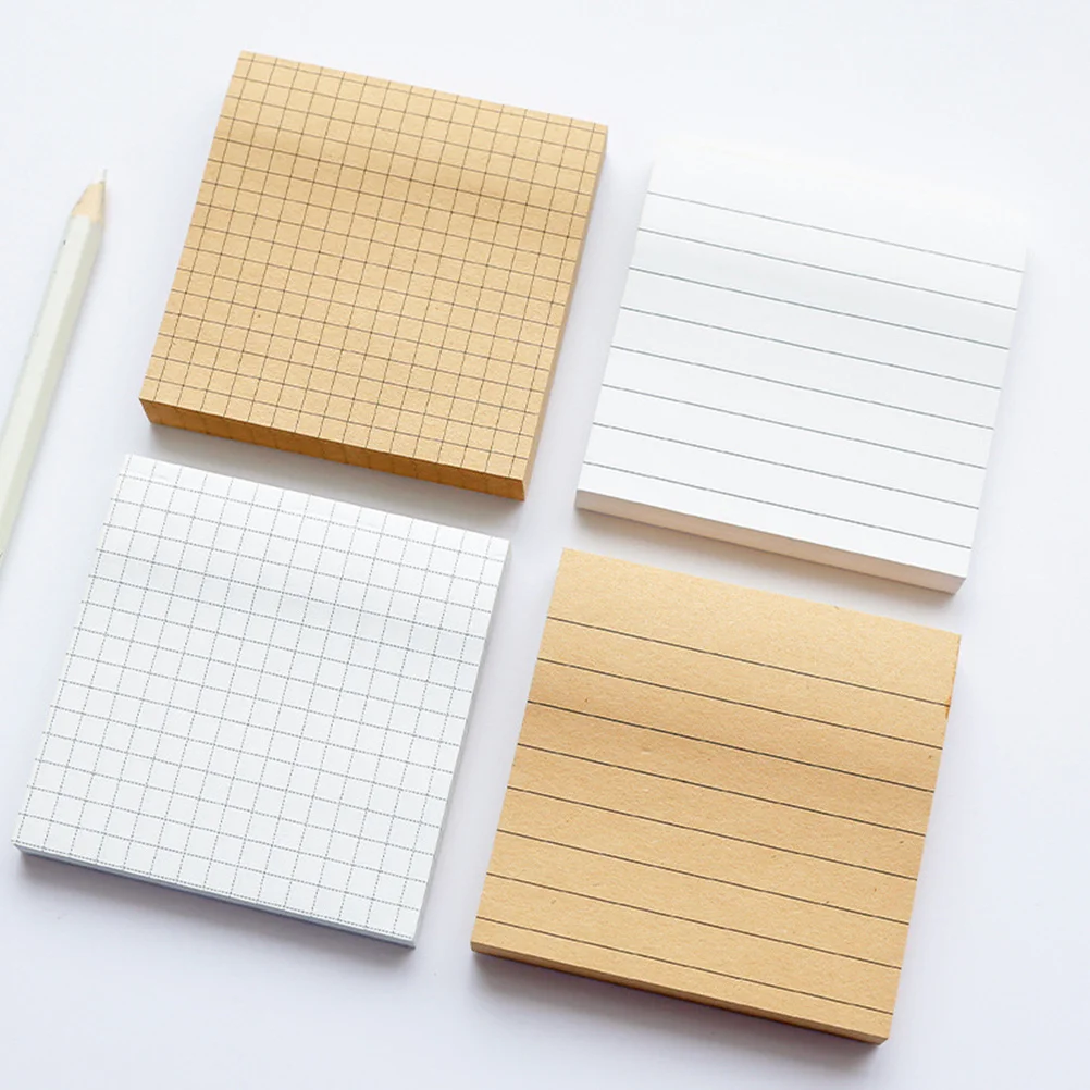 

7pcs Pad Horizontal Line Premium Kraft Paper Square Message Note For Office School Home Use Strong Adhesive Notepad