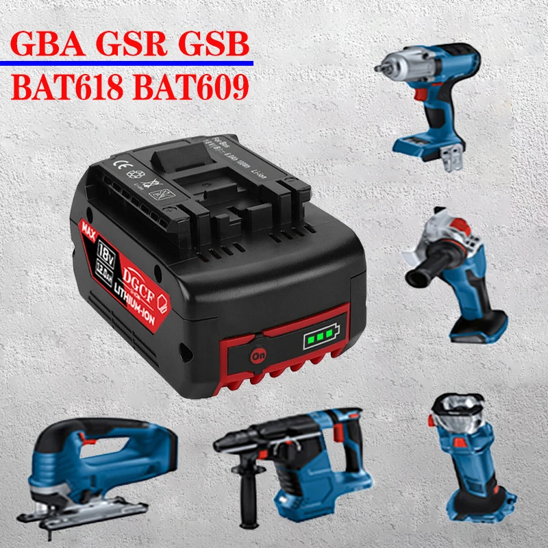 Bateria de iões de lítio de alto desempenho, bateria recarregável profissional GBA GSB GSB BAT609 (KC), 18 volts, 6.0Ah, GBA18V