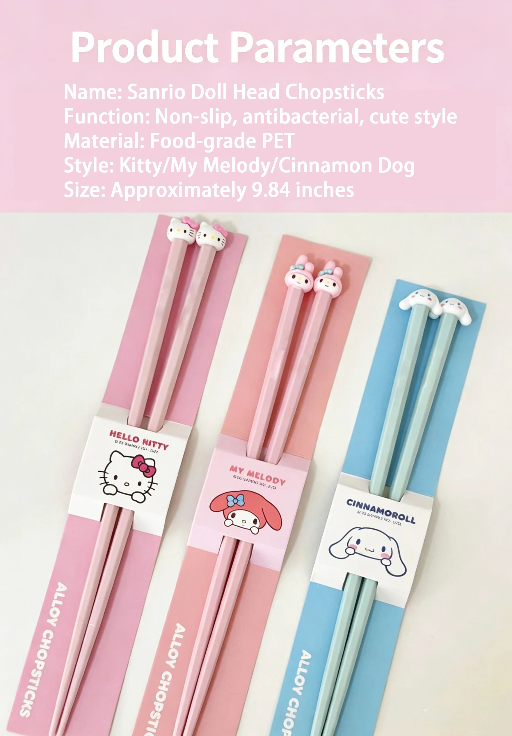 Sanrio Hello Kitty Legierungs-Esslöffel, Kawaii-Stil, rutschfest, antibakteriell & Küchen-Esszubehör, Paar-Esslöffel als Geschenk – Detail 1