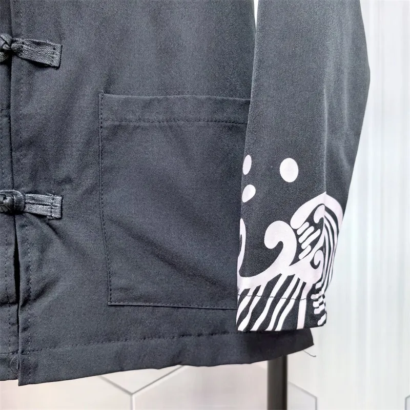 

Slim Fit Stand Collar Tang Costume Jaet for Men Spring Autumn Faion Traditional Chinese Clothing Button up Outerwear