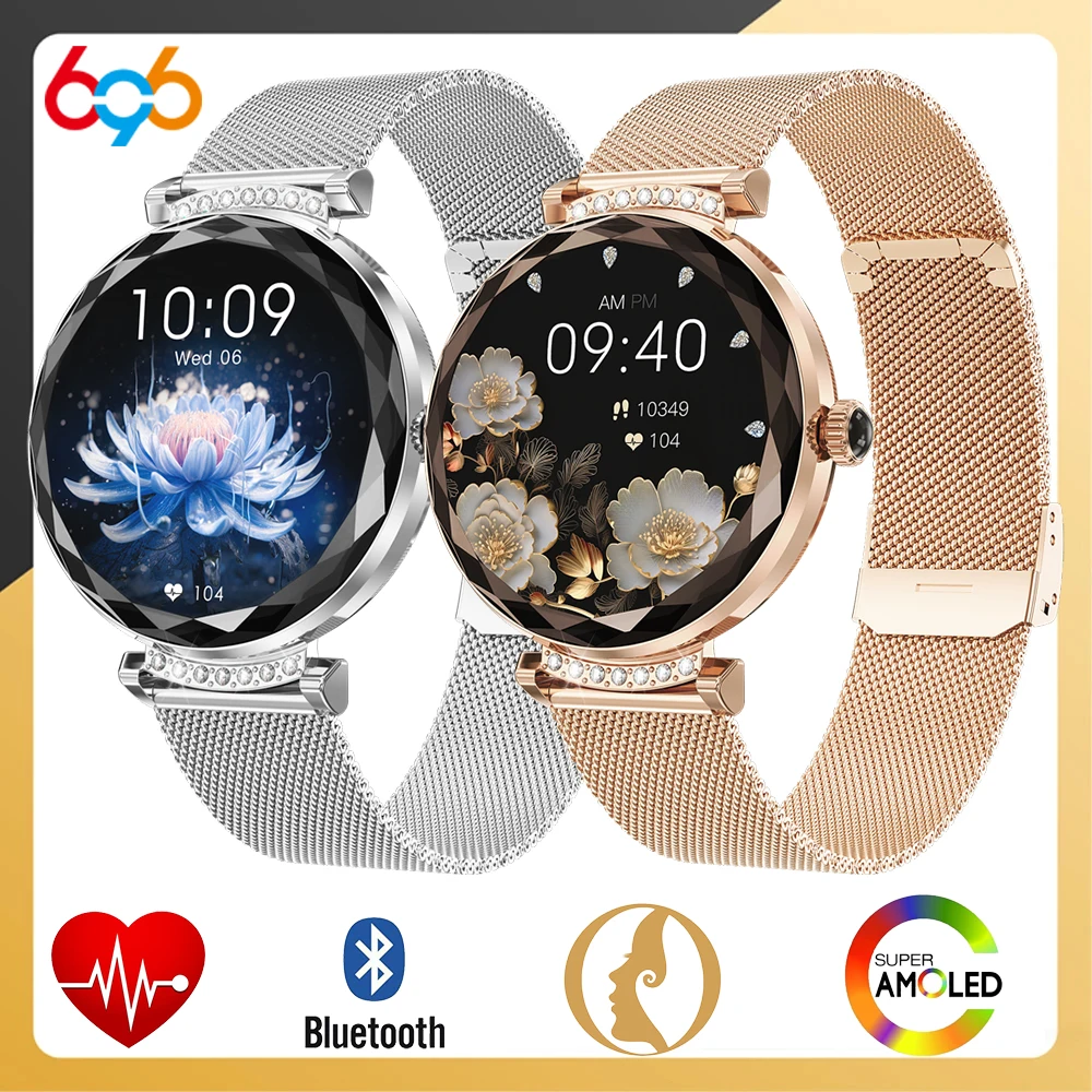 

Smart Watch Women 1.19" AMOLED Screen Blue Tooth Call IP68 Waterproof Fashion Lady Sports Fitness Heart Rate Health Smartwatch