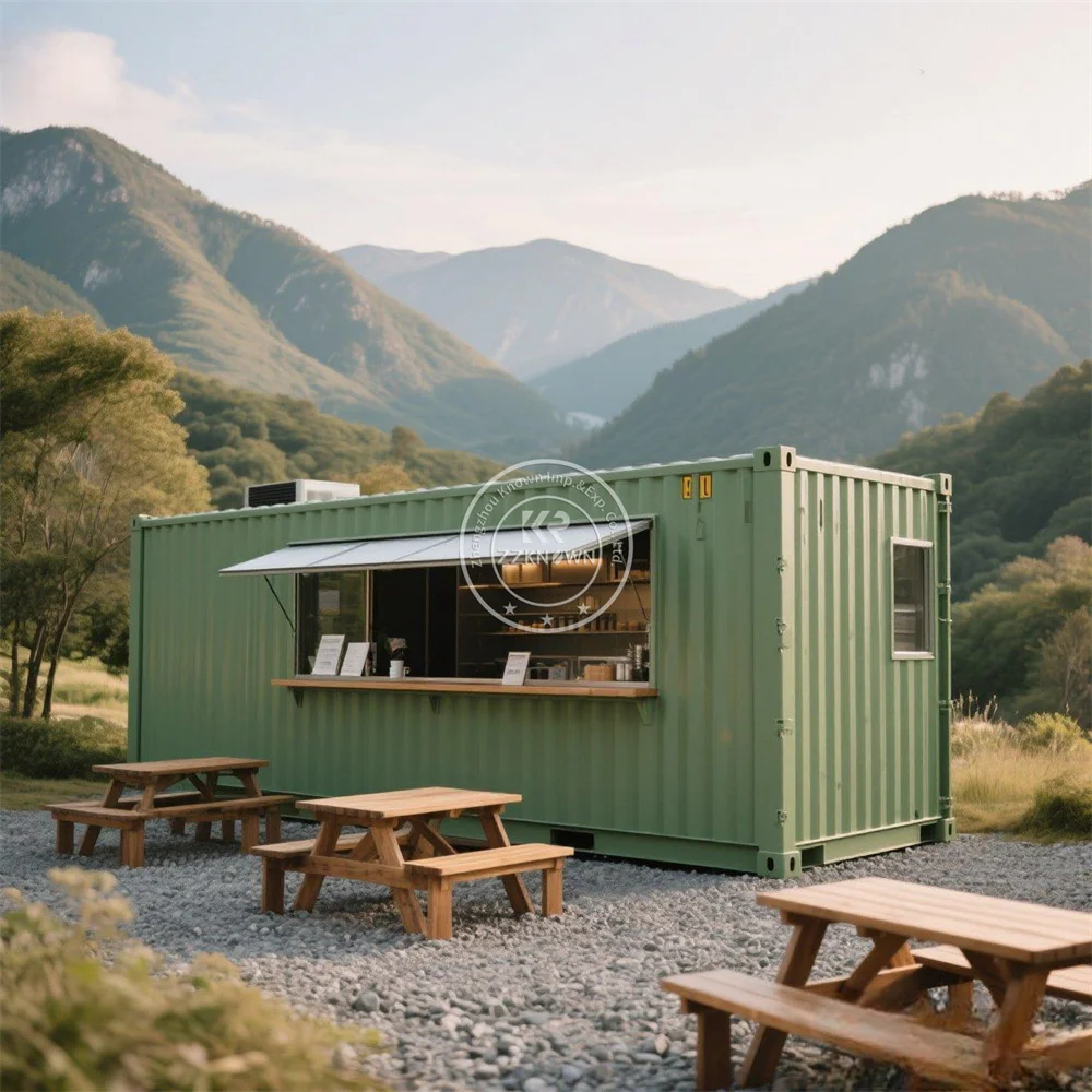 

High Quality Prefabricated Mobile Office Living Container Customized Coffee Kiosk Bar Steel Material Wooden House Home Office
