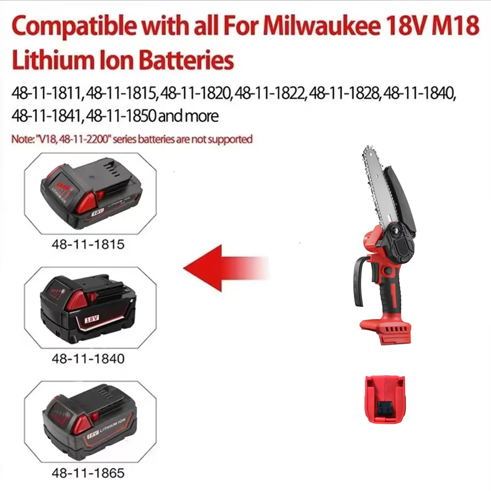 Mini Chainsaw 4/6-Inch Cordless Woodworking Handheld Garden Electric Saw Cutting Power Tool Fit Dewalt/Milwaukee 18V Battery