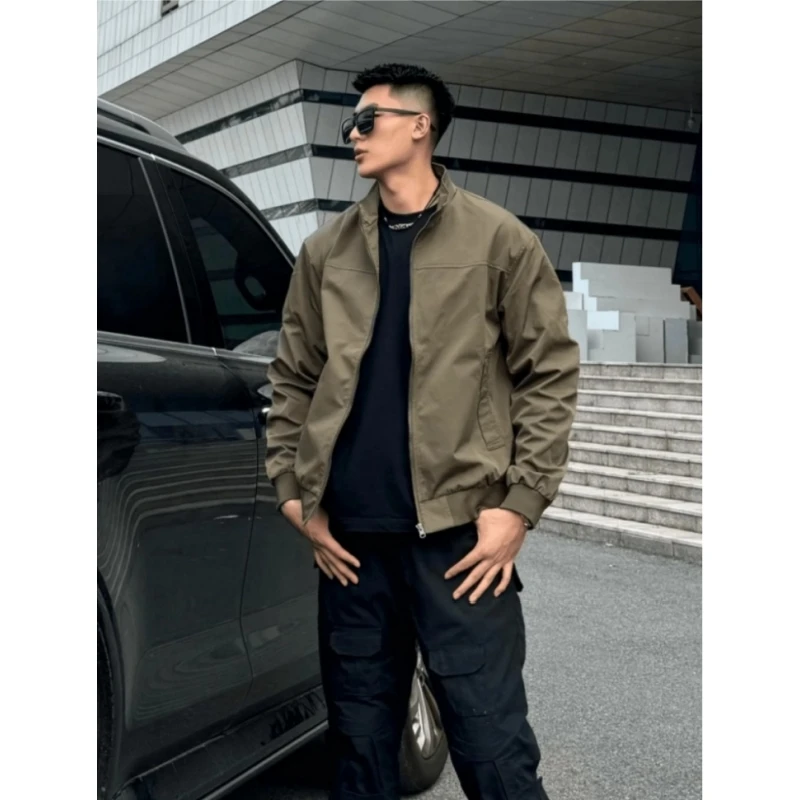 

Весенне-осеннее пальто, мужские куртки-бомберы, модные мужские пальто в стиле ретро на молнии, мужская ветровка, бейсбольная форма, спортивная куртка