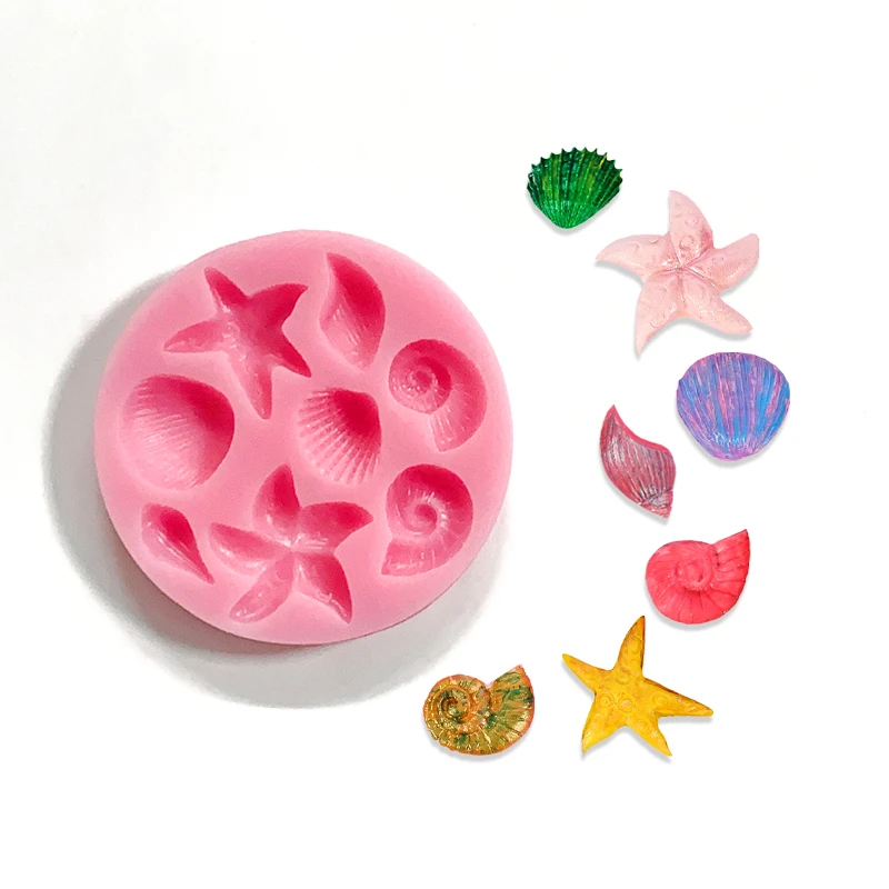 Sea shell conch Mermaid tail fondant silicone mold DIY cartoon baked cake decoration decorative clay drop glue grinding tool