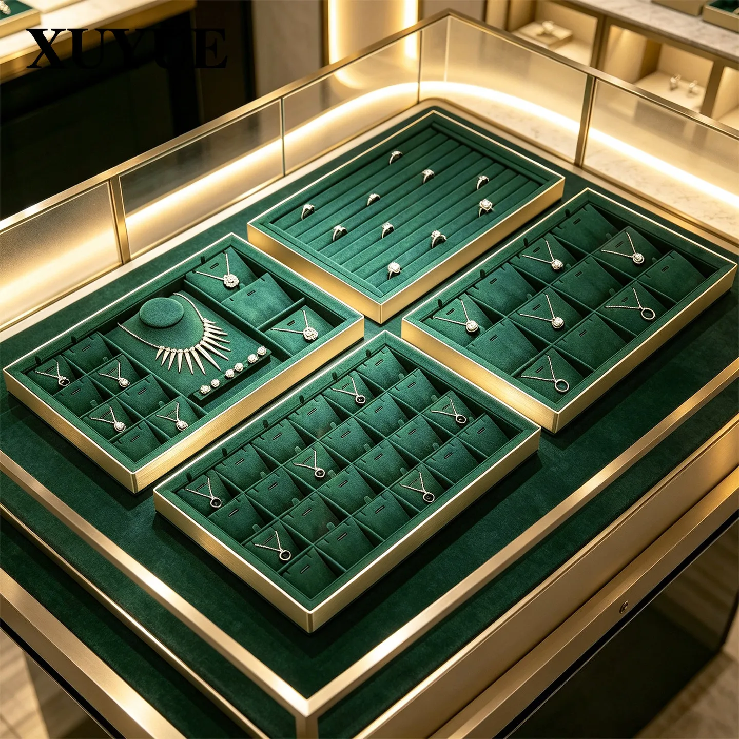 Jewelry Display Tray, Necklace Ring Holder, Jewelry Store Counter Show Tray, Ornament Viewing Tray for Watch Jewelry Display
