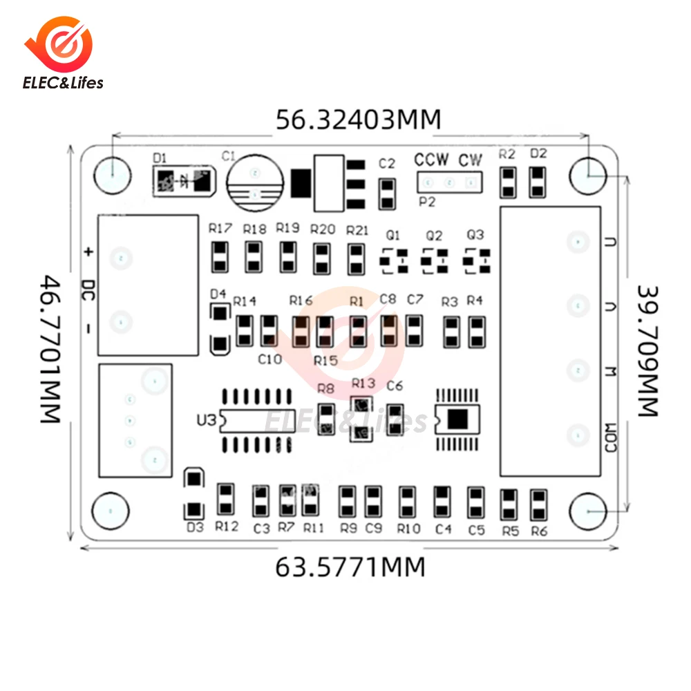 7V 12V Brushless DC Motor Driver Controller Board with Reverse Voltage Over Current Protection for Hard Drive Motor 3/4 Wire