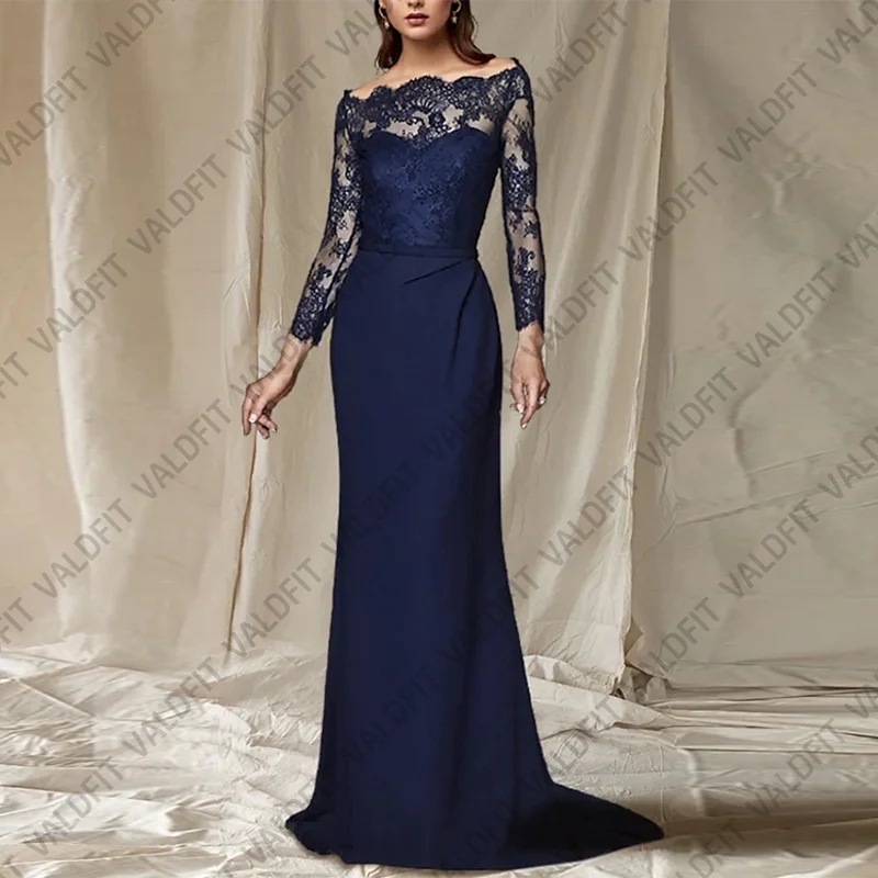 Customized Long Sleeves Mermaid Navy Blue Mother of the Bride Dresses Wedding Party Dress vestidos para madre de novia 2024