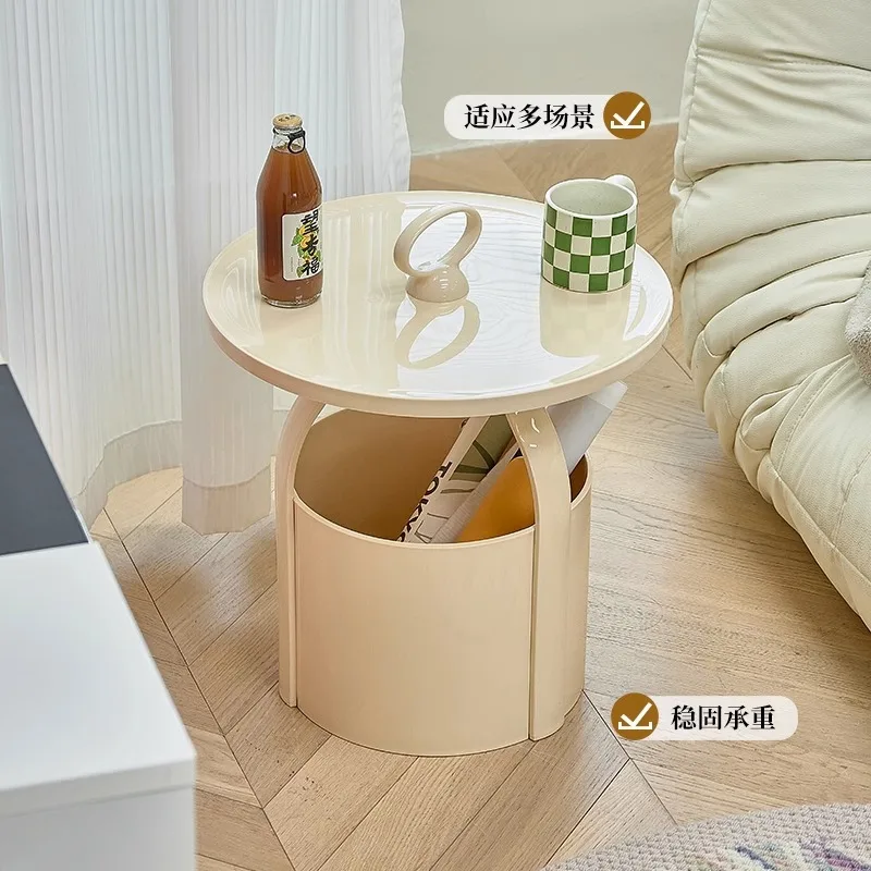 Hand-held sofa side small apartment living room small coffee table cream style household bedside table simple storage balcony co