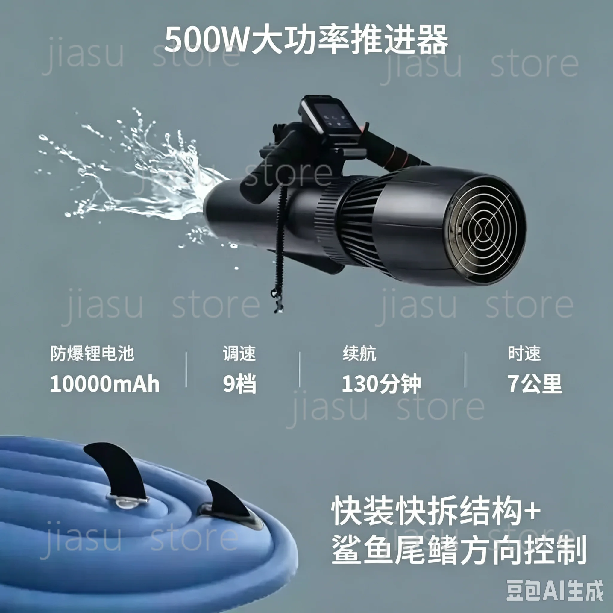 Electric Jet Ski  Inflatable Watercraft for Pool & Ocean  Powered Floating Motorboat view 3