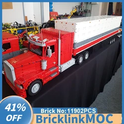 NEW MOC RC US Semi Engineering Container Truck and Race Car Semi Trailer DIY creative ideas Children Toy Gift Technology Blocks